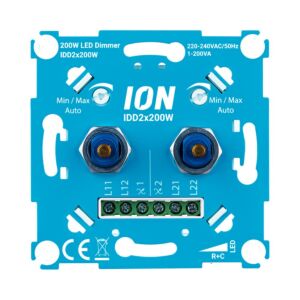 LED Duo Dimmer 2 x 0,3-200W Einbau 230V Phasenabschnitt